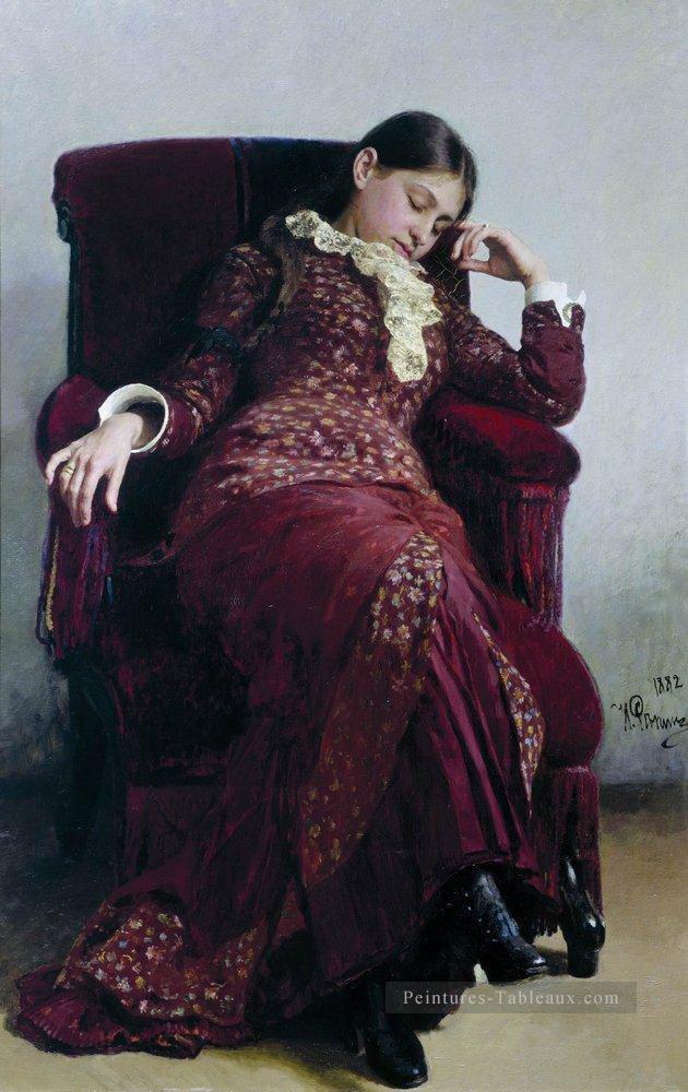 portrait de repos de vera repina épouse de l artiste 1882 Ilya Repin Peintures à l'huile